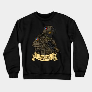 french military soldier with the motto of the armed forces of France. Crewneck Sweatshirt